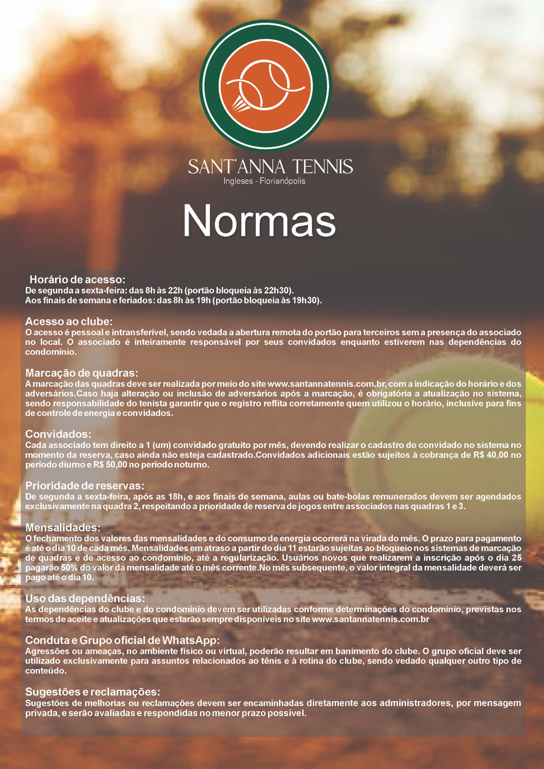 Normas do Sant'Anna Tennis